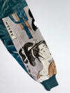 Vintage Gien Hom Italy Japanese Ukiyo-e Geisha Art Print Bomber Jacket – Teal (L)