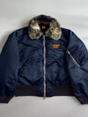 Human Made MA-1 Bomber Jacket with Faux Fur Collar – Navy Blue (L/XL)