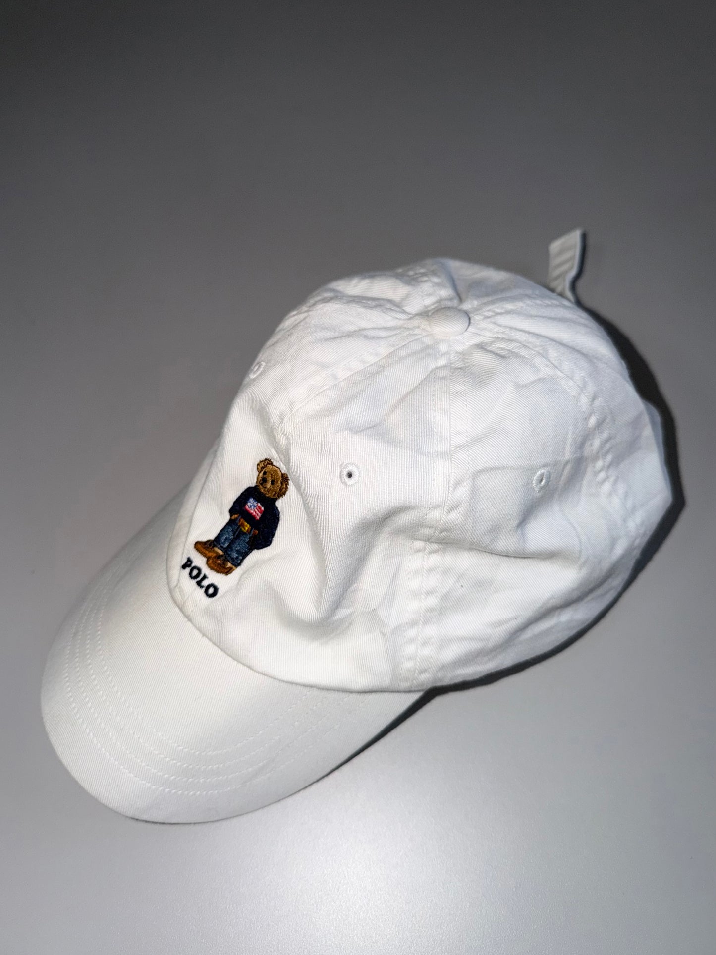 ZIconic*Polo*Ralph*Lauren Polo Bear Embroidered White Cap (Adjustable Fit)