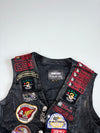 Vintage 90s Shelter Leather Biker Vest with Sturgis & Laconia Rally Patches (XL)
