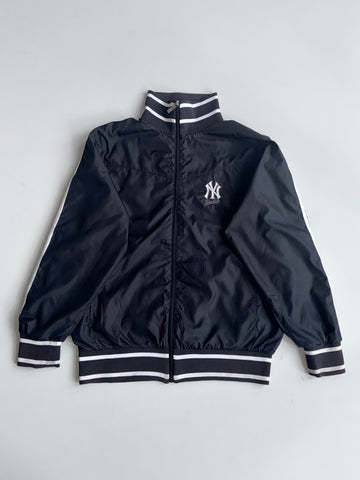 NY Yankees MLB Navy Track Jacket with White Stripe Trim (L)