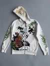 Nippon Blue Japanese Tiger Embroidered Rare Statement Piece (M)