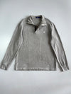 Polo Ralph Lauren Quarter Zip Sweater - Grey Elbow Patch Leather Trim Vintage (L)