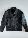 Vintage Black Leather Belted Perfecto Biker Jacket (L)