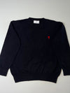 Ami Paris Black Crewneck Sweater with Red Heart Logo (M/L)