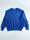 Vintage Chemise Lacoste Royal Blue V-Neck Knit Sweater – Made in France(XL)