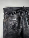 Vintage Louis Cafe Racer Black Leather Motorcycle Pants (W:34) (L:43)