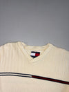 Vintage 90s Tommy Hilfiger Flag Logo Ribbed V-Neck Sweater (Xl)