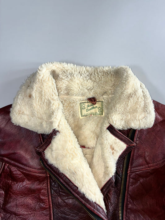 Vintage Premium Heavy Leather Jacket (Furr Inside) (S/M)