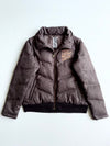 Vintage Japanese Brown Faux-Suede Puffer Jacket – Studded Embroidery (M)