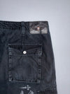 Rock Rebel | Graphic Cargo Shorts | Black & Red Eagle Print (W:38|L:23)