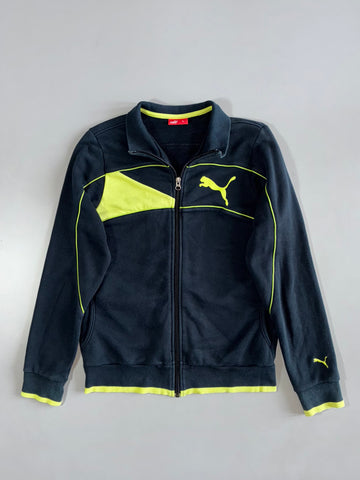Puma Black & Neon Yellow Track Jacket Full Zip Sports Jacket (XS)