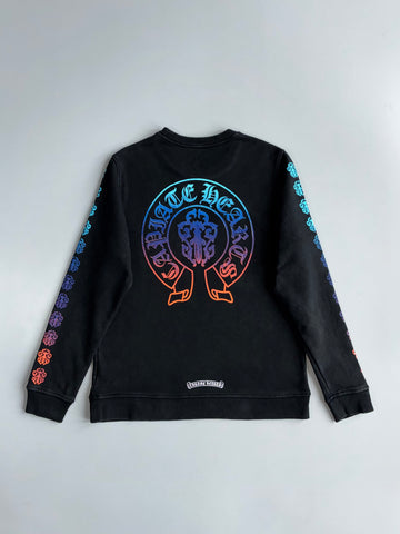 Chrome Hearts Gradient Cross Logo Black Crewneck Sweatshirt (M)