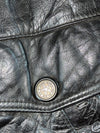 Vintage 90s Dino Gallucci Black Leather Bomber Jacket – Embossed Logo, Snap Pockets (XL)