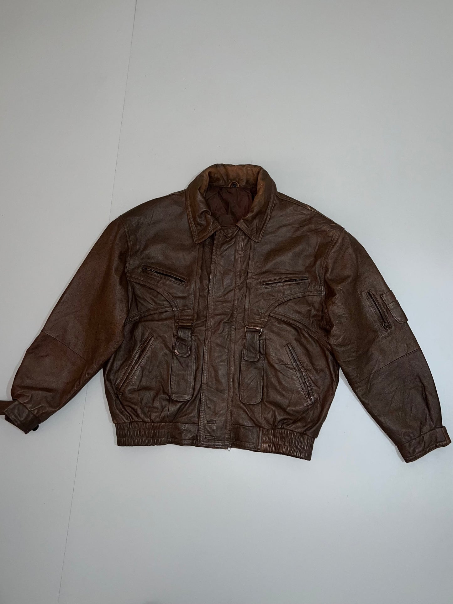 ZSuper Premium Rare Designer Vintage Brown original Leather Jacket (XL/2XL)