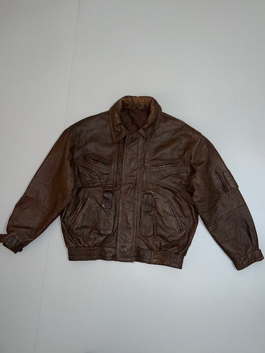 ZSuper Premium Rare Designer Vintage Brown original Leather Jacket (XL/2XL)