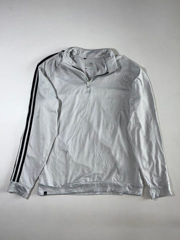 Adidas Golf White Quarter-Zip Pullover with 3-Stripe Sleeve – (XL)
