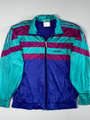 Vintage 90s Adidas Trefoil Shiny Track Jacket – Teal/Purple/Blue (XL)