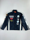 “V.H.P.G Polo Racing Jacket – Multi Patch  | Embroidered Logos | Statement Back Graphic | Rare Vintage Streetwear” (L)