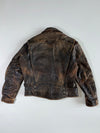 Vintage 90s Classic Gear Distressed Brown Leather Biker Jacket (XL)