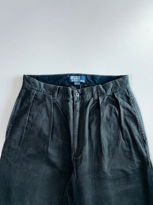 Polo Ralph Lauren Black Pleated Chino Trousers (W:32 |L:40)