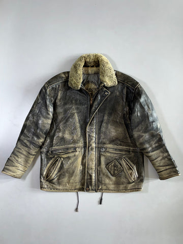 Vintage Ochnik Shearling-Collar Pure Leather Jacket (Xl/2Xl)
