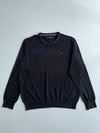 Tommy Hilfiger Black Knit Crewneck Sweater – Flag Logo (XL)