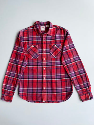 Levi's Plaid Flannel Button-Up Shirt – Red/Purple (S)