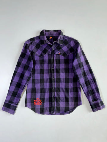 IIZO Original Street Purple Plaid Flannel Embroidered (S)