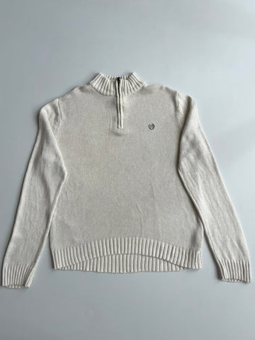Chaps Ralph Lauren Cream Quarter-Zip Knit Sweater | Size (2XL)