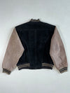 Colebrook & Co Black Suede Varsity Bomber with Taupe Nubuck Sleeves (XL/2XL)