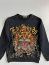 Fully Rhinestone Tiger Graphic Crewneck Sweatshirt | Black (S/M)