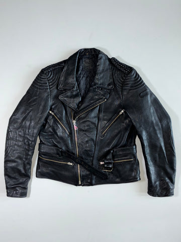 Scout Leder Braided Shoulder Perfecto Leather Biker Jacket (L)