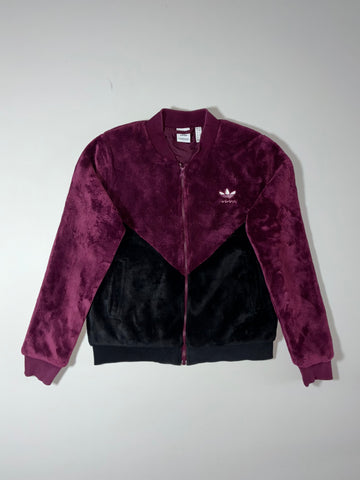 Adidas Originals | Trefoil Sherpa Fleece Track Jacket Maroon/Black (S)