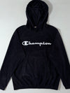 Champion Black Fleece Pullover Hoodie – Embroidered Spellout Logo (S)