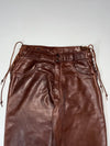 Vintage Brown Leather Side Lace Up Western Pants (W:26) (L:42)