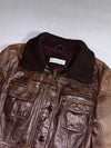 Bata "And More" Belted Leather Jacket  Brown, Knit Collar Vintage Women’s (S)