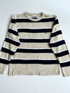 Vintage Chemise Lacoste Beige & Navy Striped Knit Sweater – Made in France (M)