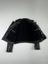 Black Leather-Look Biker Jacket with Quilted Shoulders & Asymmetric Zip (XS)