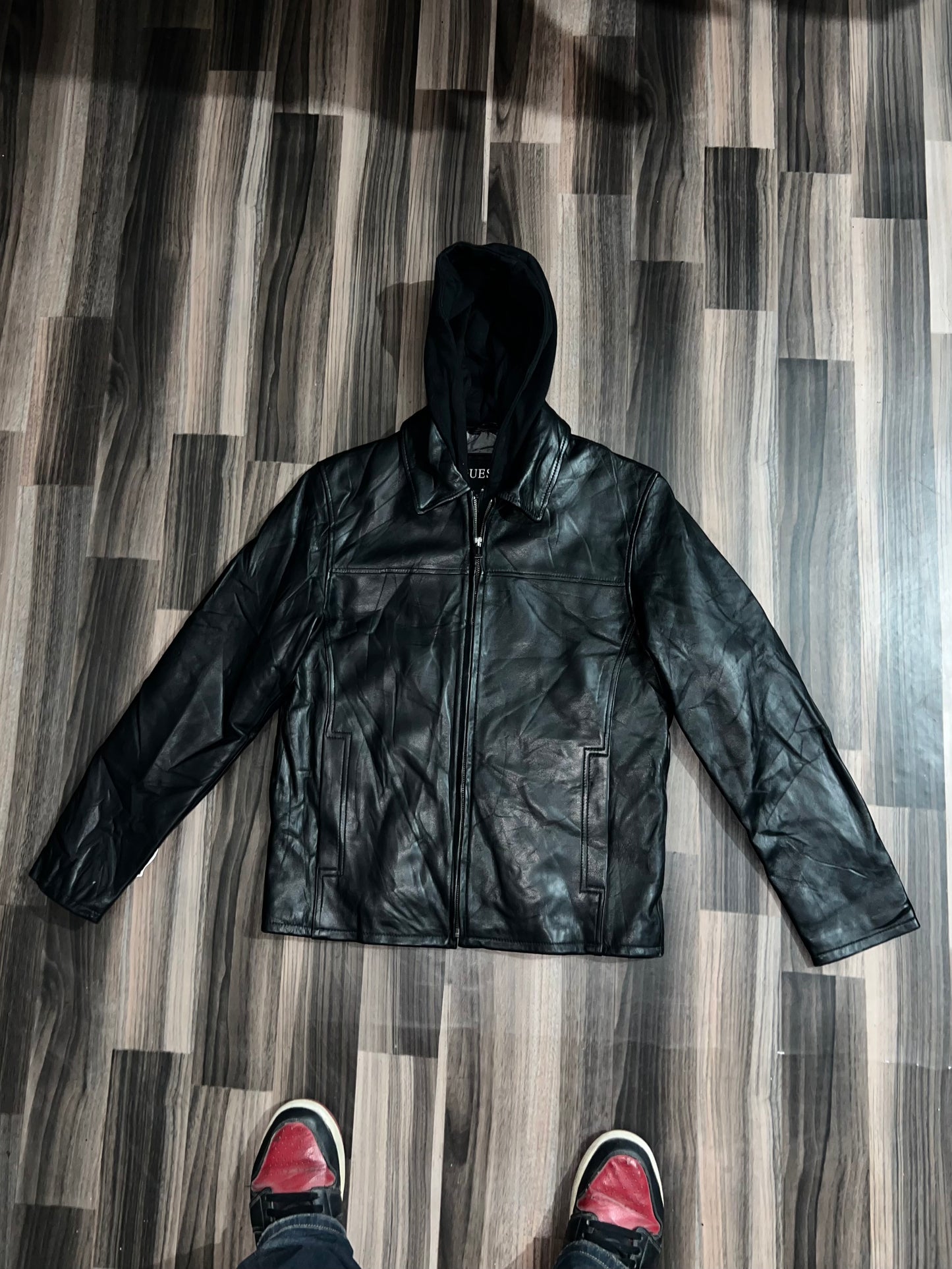 ZGuess Original Leather Jacket *Cap Removable* (RARE) S/M