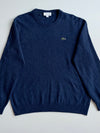 Lacoste Navy Melange Crew Neck Wool Sweater – Regular Fit (M)
