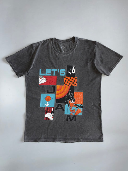 Space Jam: A New Legacy | Official “Let’s Jam” Looney Tunes Graphic Tee | Washed Charcoal (L)