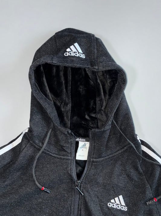 Adidas Classic 3-Stripe Full-Zip Fleece Embroidered Hoodie (M)