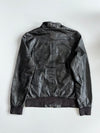 Freaky Nation Distressed Black Leather Bomber Jacket (M)
