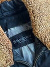 Vintage Yves Saint Laurent Pour Homme Black Leather Shearling Collar Jacket (L/XL)