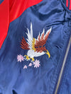 Vintage Eagle Embroidered Varsity Bomber Jacket Navy/Red (S)