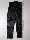 Vintage Black Leather High Waist Biker Pants with Belt & Ankle Zips (W:32) (L:43)