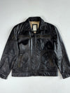 Tom Tailor 1962 Distressed Black Leather Multi-Zip Trucker Jacket, (XL/2XL)