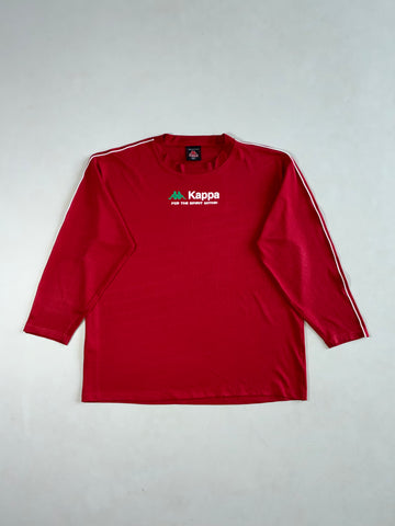 Y2K Kappa Red Mesh Long Sleeve Jersey – “For The Spirit Within” – Sleeve Piping (2XL)