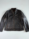 Can-Am BRP Distressed Black Leather Motorcycle Riding Jacket (2XL)